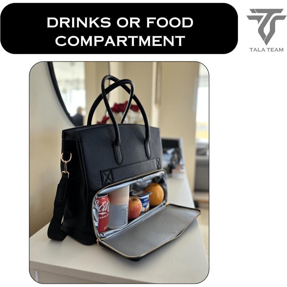 Tala Team Tote Bag Black Womens Insulated Lunch Compartment Handbag - Picture 2 of 7